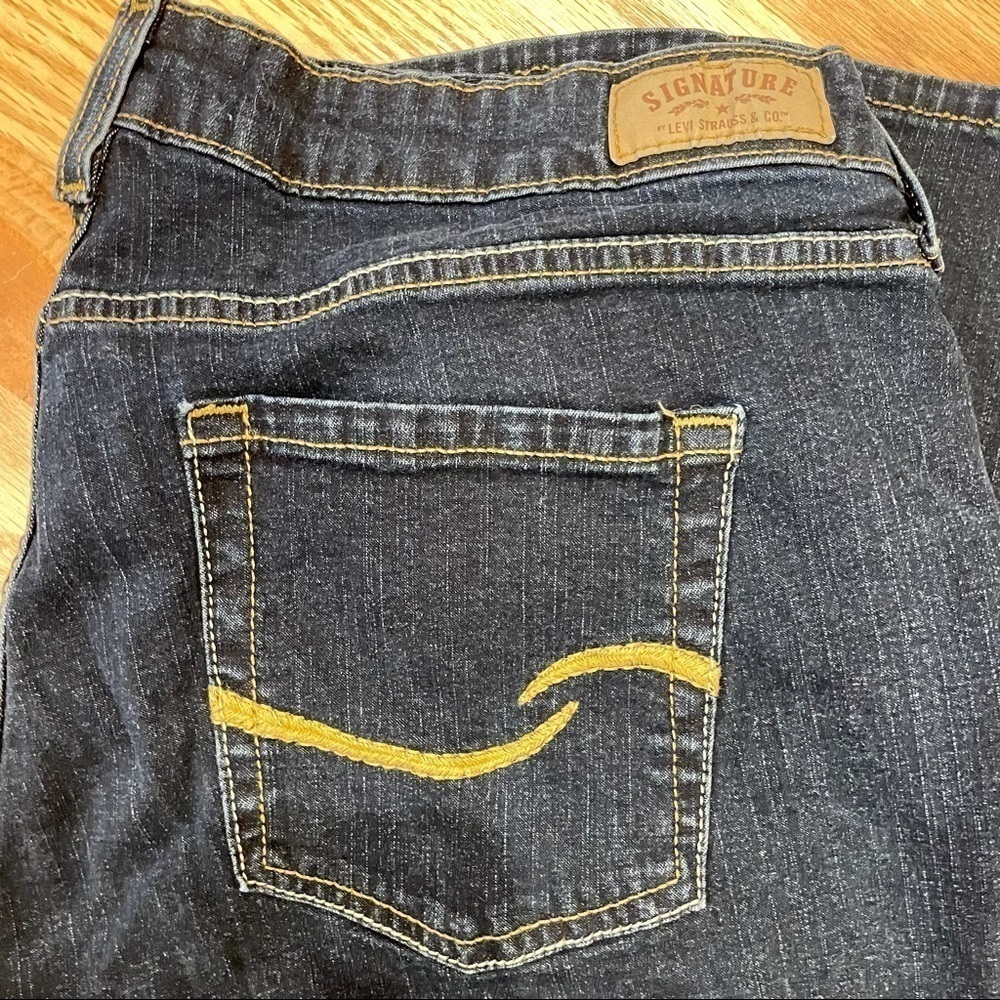 Levi's signature mid rise straight dark wash denim blue jeans stretch 34 - Picture 3 of 5